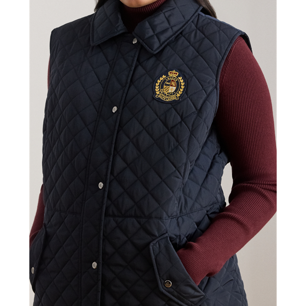 Crest-Patch Diamond-Quilted Vest