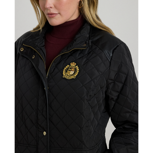 Crest-Patch Quilted Funnelneck Jacket