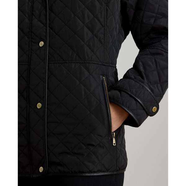 Crest-Patch Quilted Funnelneck Jacket