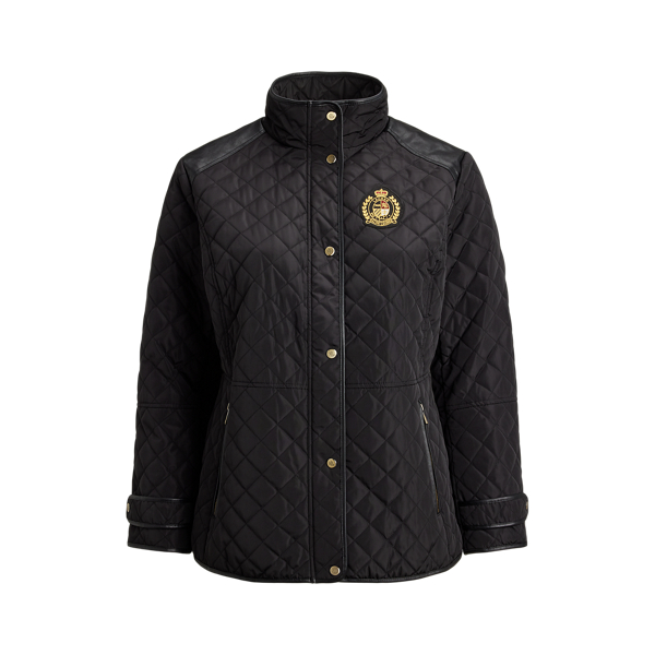 Crest-Patch Quilted Funnelneck Jacket