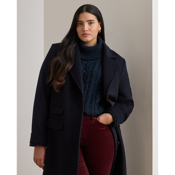 Wool-Blend Reefer Coat