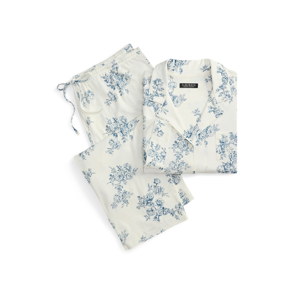 Floral Cotton-Blend-Jersey Sleep Set Lauren Woman 1