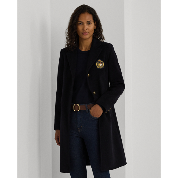 Crest Patch Wool Blend Coat