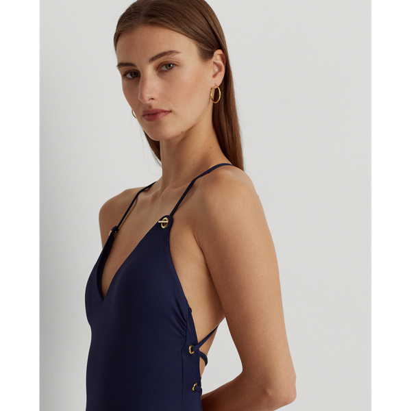 【Lauren RALPH LAUREN】バンドVネック ワンピース スイムスーツ Crisscross-Strap V-Neck One-Piece for Women | Ralph Lauren® TN