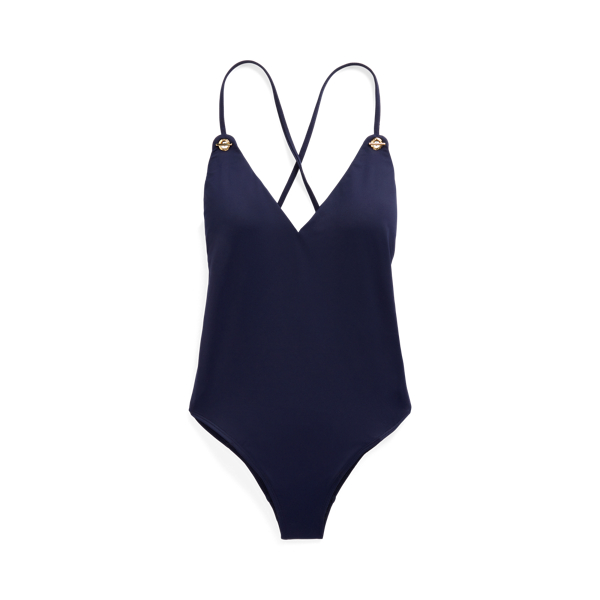 【Lauren RALPH LAUREN】バンドVネック ワンピース スイムスーツ Crisscross-Strap V-Neck One-Piece for Women | Ralph Lauren® TN