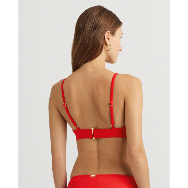 Red Toggle V-Neck Bikini Top Lauren 4