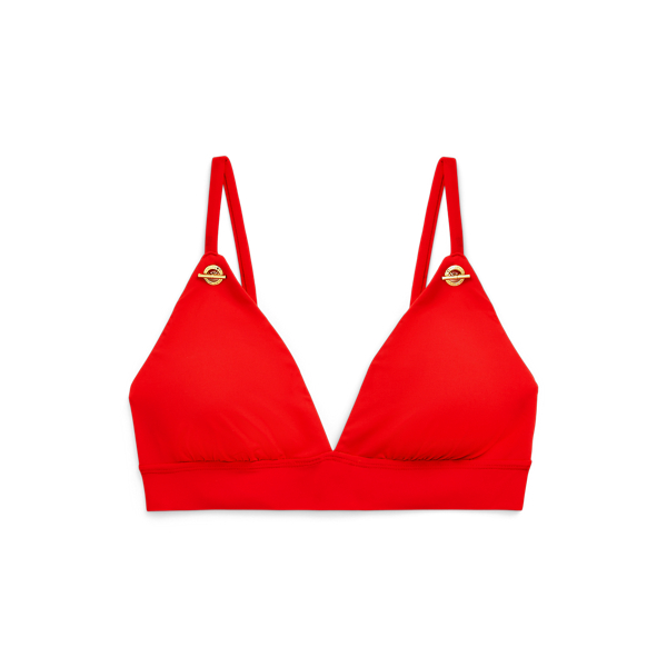 Red Toggle V-Neck Bikini Top Lauren 2