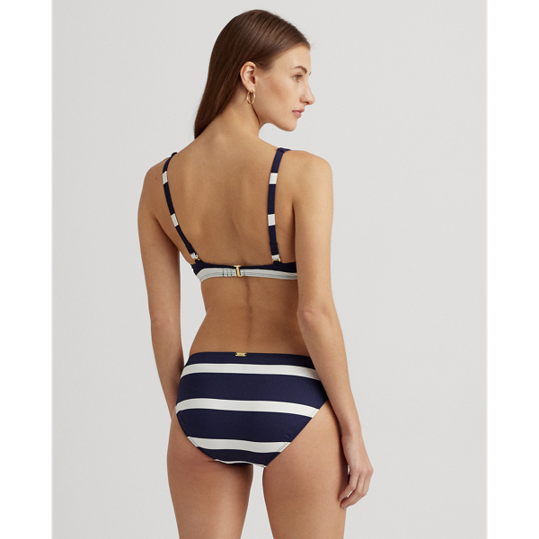Haut de bikini rayé anneau Lauren en Marine foncé 4