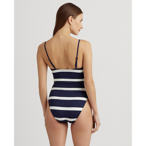 Dark Navy Logo Striped Square-Neck One-Piece Lauren 3