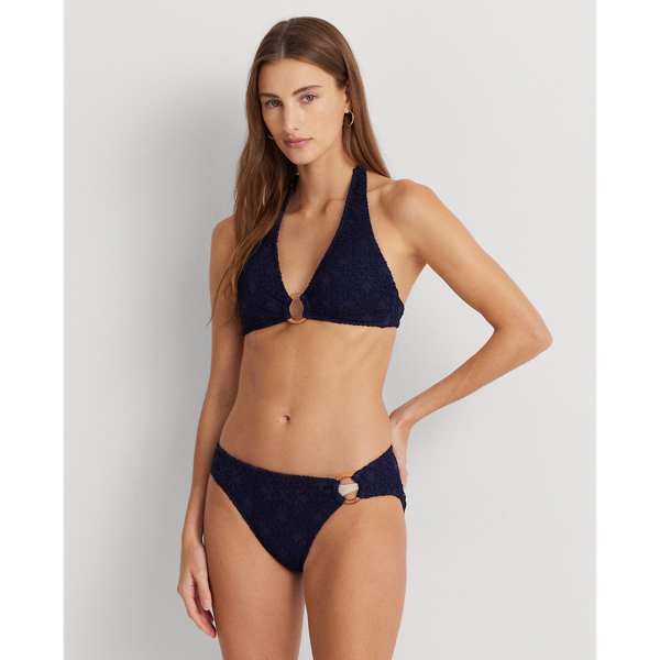 Geh&auml;keltes Neckholder-Bikinitop mit Ring Lauren in Dunkles Navy 3