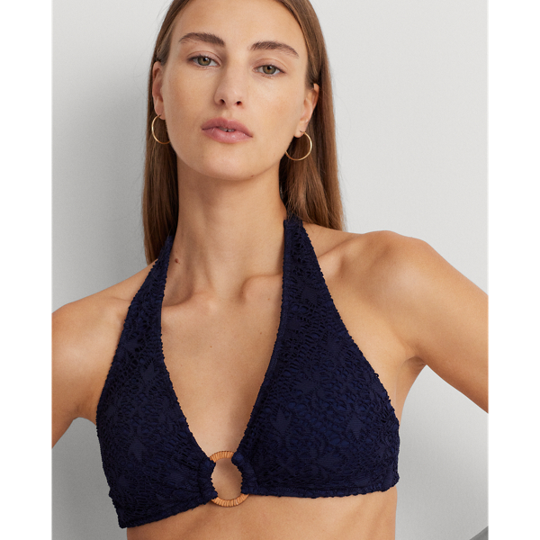 Geh&auml;keltes Neckholder-Bikinitop mit Ring Lauren in Dunkles Navy 5