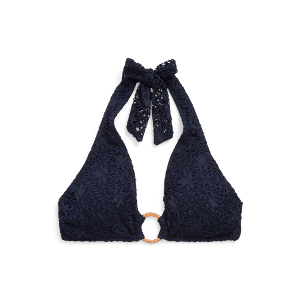 Geh&auml;keltes Neckholder-Bikinitop mit Ring Lauren in Dunkles Navy 2