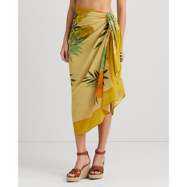 Jupe portefeuille de plage voile coton Lauren en Multi 4