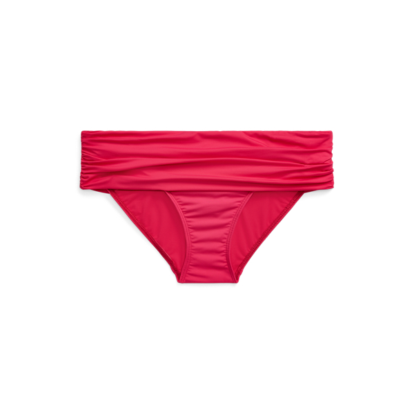 Passionfruit Solid Shirred Hipster Bikini Bottom Lauren 2