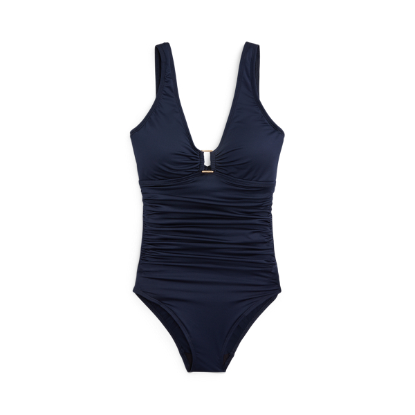 Gesmokter Badeanzug mit Ringdetail Lauren in Dunkles Navy 2