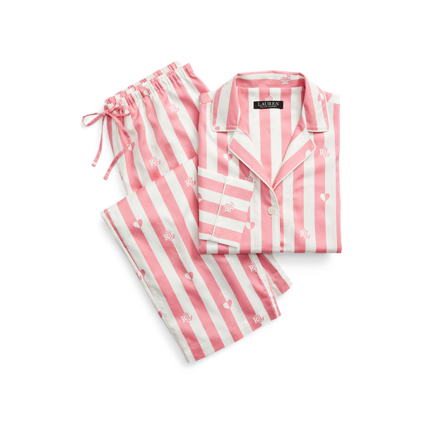 Logo-Stripe Sateen Sleep Set Lauren 1