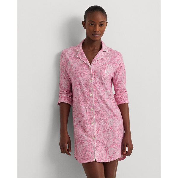 Pink Paisley Paisley Cotton Jersey Sleep Shirt Lauren 1