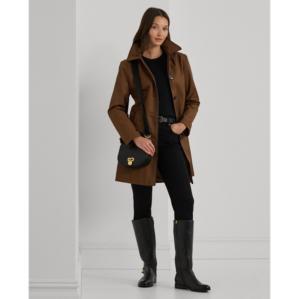 Ralph lauren faux leather trim trench coat online