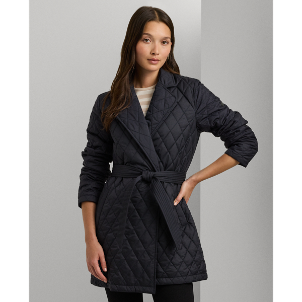 Diamond Quilted Wrap Coat