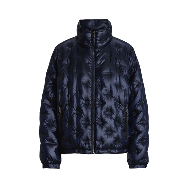 Logo Quilted Funnelneck Down Coat Lauren 1