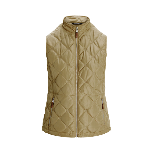 Logo Diamond-Quilted Mockneck Gilet Lauren 1