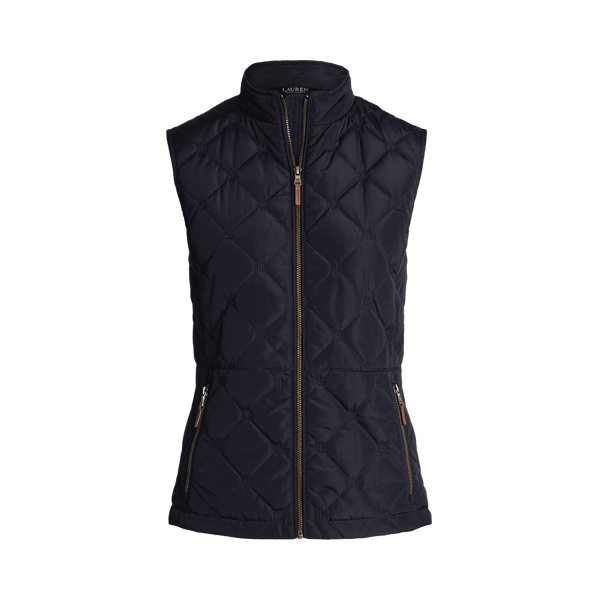 Gilet matelass&eacute; &agrave; col chemin&eacute;e et logo