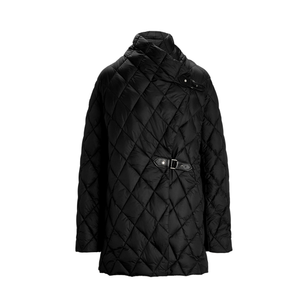 Buckle-Trim Diamond-Quilted Coat Lauren 1