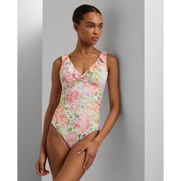 Ruffle trim one piece swimsuit online