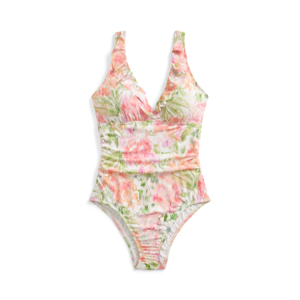Floral Ruffle-Trim One-Piece Lauren 1