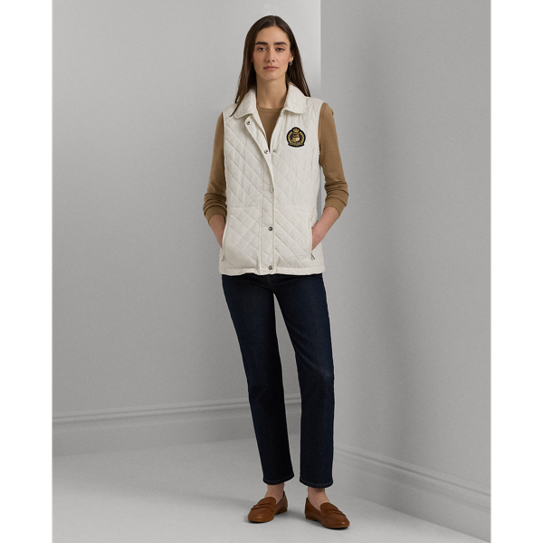 Crest-Patch Diamond-Quilted Vest