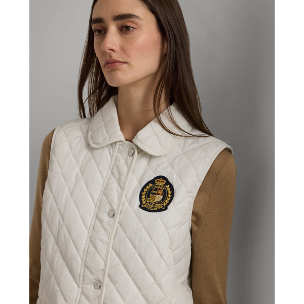 Crest-Patch Diamond-Quilted Vest