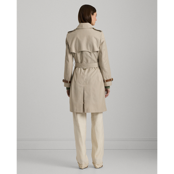 Ralph Lauren Faux Leather Trim Trench Coat sold $190 Value