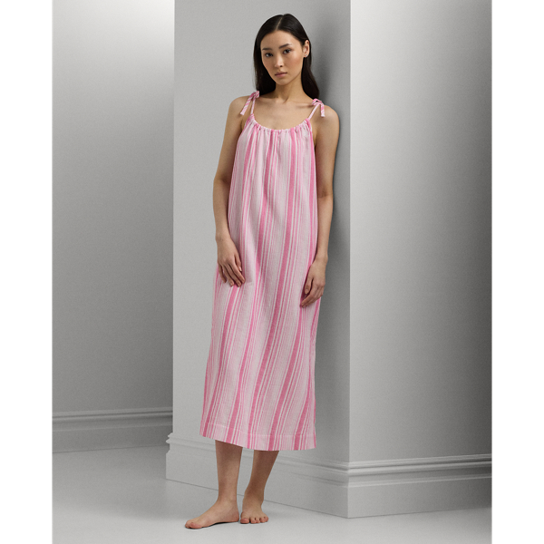 Pink Stripe Striped Cotton Gauze Ballet Nightgown Lauren 1