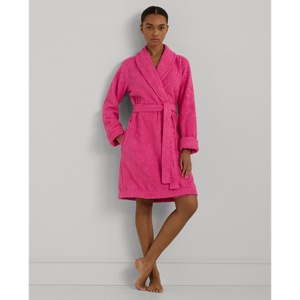 Paisley Cotton Terry Shawl-Collar Robe