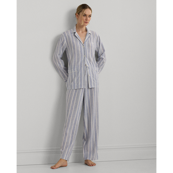 Striped Linen-Blend Sleep Set