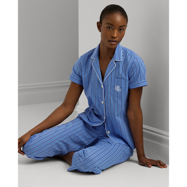 Blue Stripe Striped Lawn Capri Sleep Set Lauren 1