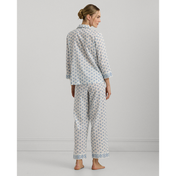 Blue Floral Floral Cotton-Blend Lawn Sleep Set Lauren 5