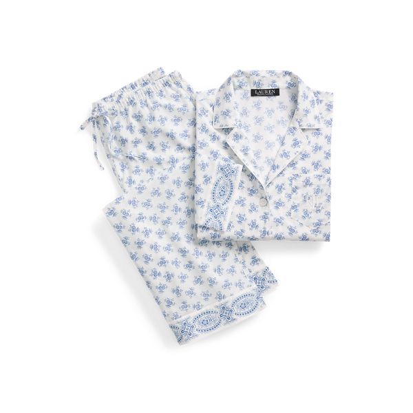 Blue Floral Floral Cotton-Blend Lawn Sleep Set Lauren 2