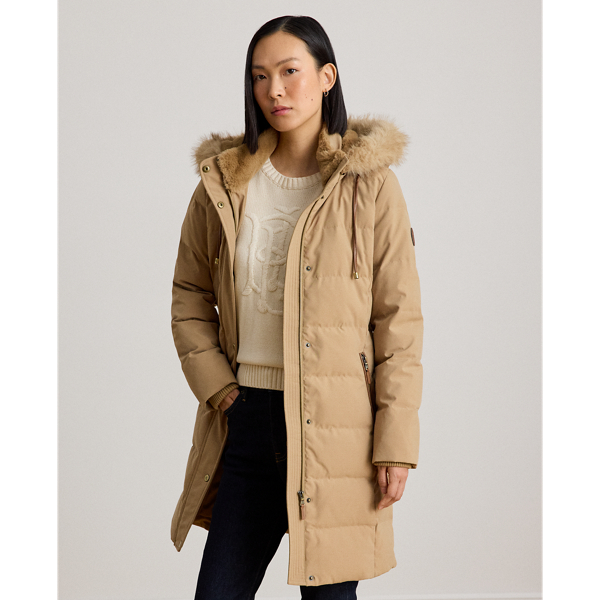 Hooded Faux Fur-Trim Down Coat
