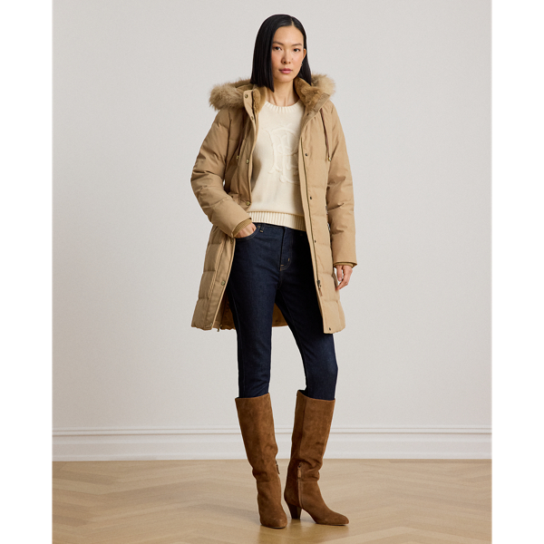 Hooded Faux Fur-Trim Down Coat