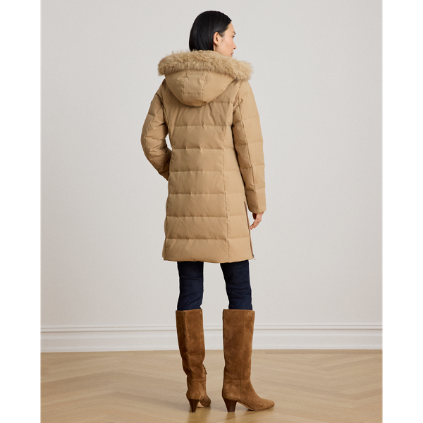 Hooded Faux Fur-Trim Down Coat
