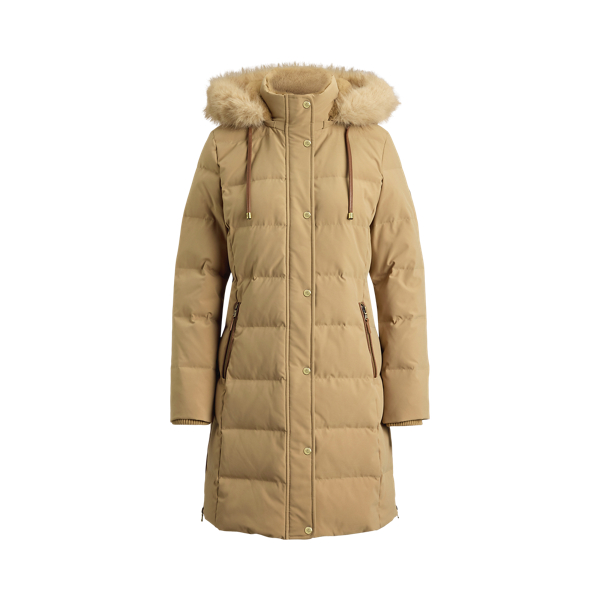 Hooded Faux Fur-Trim Down Coat