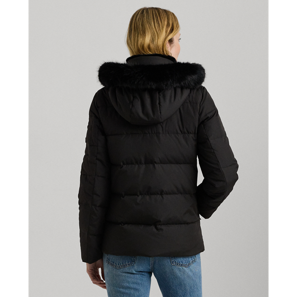 Buy Ralph Lauren Petite Small black faux fur hooded 80% down 20% feather puffer coat