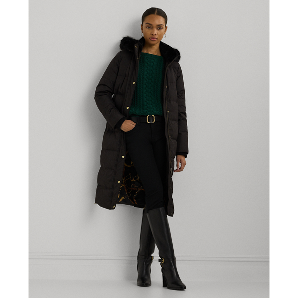 Faux Fur Trim Hooded Down Coat