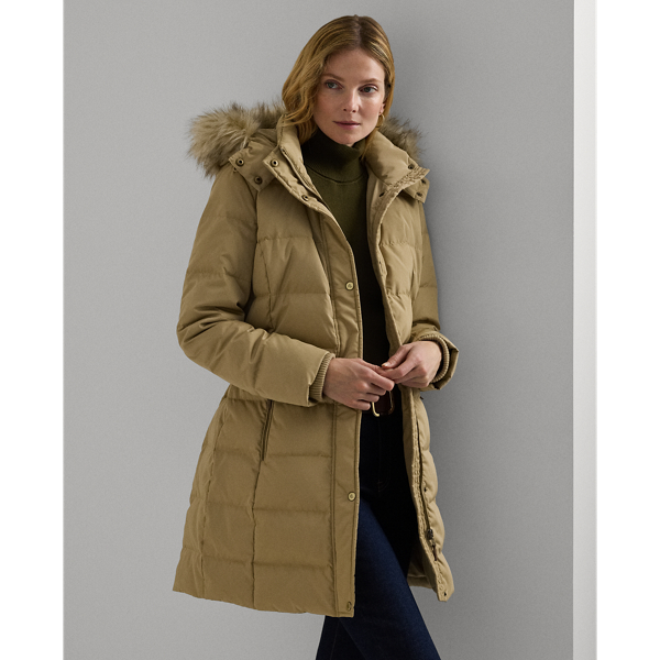 Faux Fur Trim Hooded Down Coat for Women Ralph Lauren PA