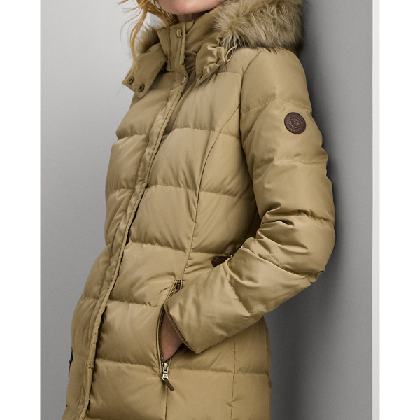 Lauren ralph lauren faux fur trim hooded down coat hotsell