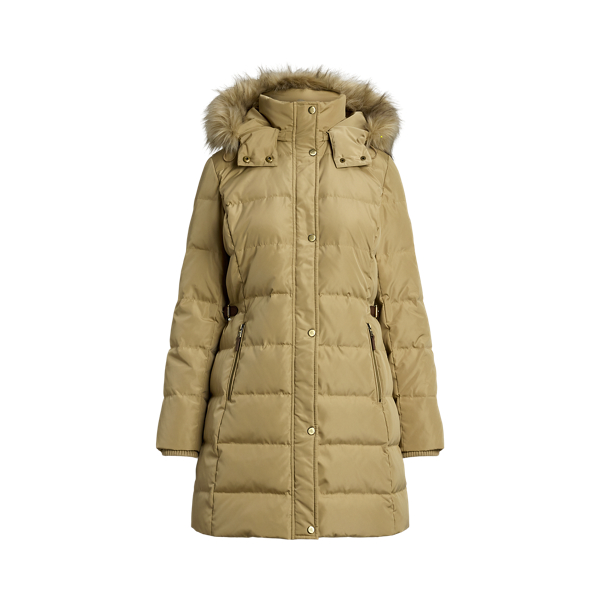 Faux Fur Trim Hooded Down Coat for Women Ralph Lauren BE