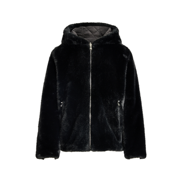 Lauren ralph lauren quilted faux fur hooded coat deals