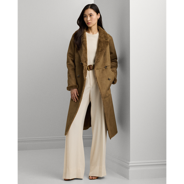 Faux Fur Faux Suede Coat for Women Ralph Lauren UK