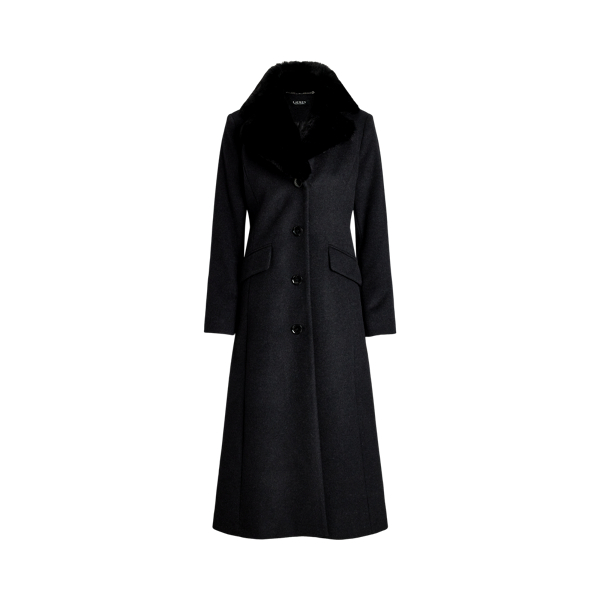 Faux Fur Collar Wool Blend Coat for Women Ralph Lauren BE